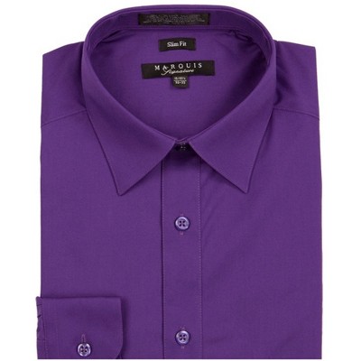 Marquis Men's Purple Long Sleeve With Slim Fit Dress Shirt 17.5 / 36-37 :  Target