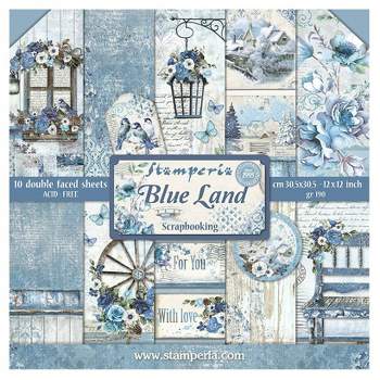 Inkdotpot Ocean Life Collection Double-Sided Scrapbook Paper Kit Cardstock  12x12 Card Making Paper Pack with Sticker Sheet - 16 Pages - Blue