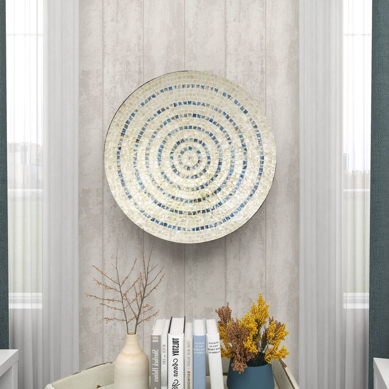 Mother of Pearl Plate Handmade Mosaic Wall Decor Beige - Olivia &#38; May, 5 of 15