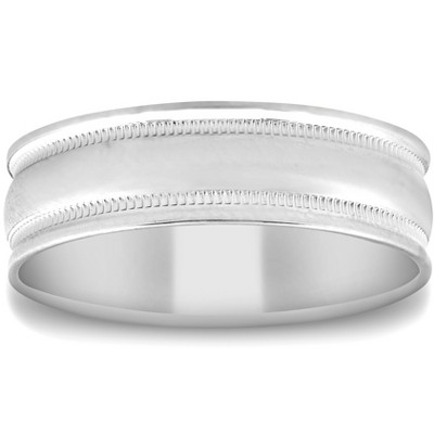 Pompeii3 6MM Solid 14k White Gold Mens Hand Carved High Polished Wedding Band Mens Ring