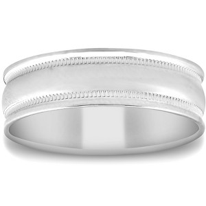 Pompeii3 6MM Solid 14k White Gold Mens Hand Carved High Polished Wedding Band Mens Ring - 1 of 4
