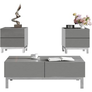 AMERLIFE High Gloss Electroplated Living Room Table Set - 1 of 3