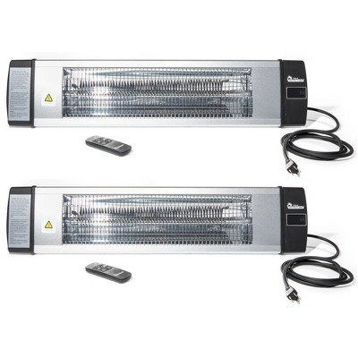 Dr. Infrared 1500 Watt 120 Volt 3 Output Setting Odorless Carbon Infrared Indoor Outdoor Wall or Ceiling Heater with Remote Control, Silver (2 Pack)