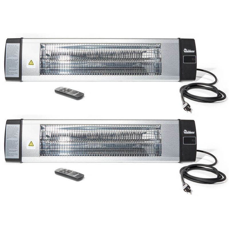 Dr. Infrared 1500 Watt 120 Volt 3 Output Setting Odorless Carbon Infrared Indoor Outdoor Wall or Ceiling Heater with Remote Control, Silver (2 Pack), 1 of 7