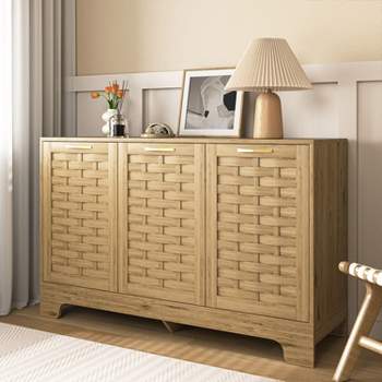Storage Cabinet with 3 Doors and Adjustable Shelf, Decorative Storage Cabinets for Living Room, Bedroom - The Pop Home