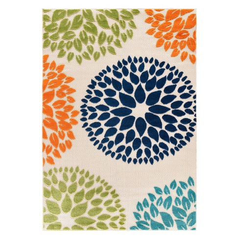  Water Resistant Modern 5x7 Indoor Outdoor Patio Rug, Floral  Outdoor Rugs for Patios, Deck, Porch, Entryway, Outside Area Rug