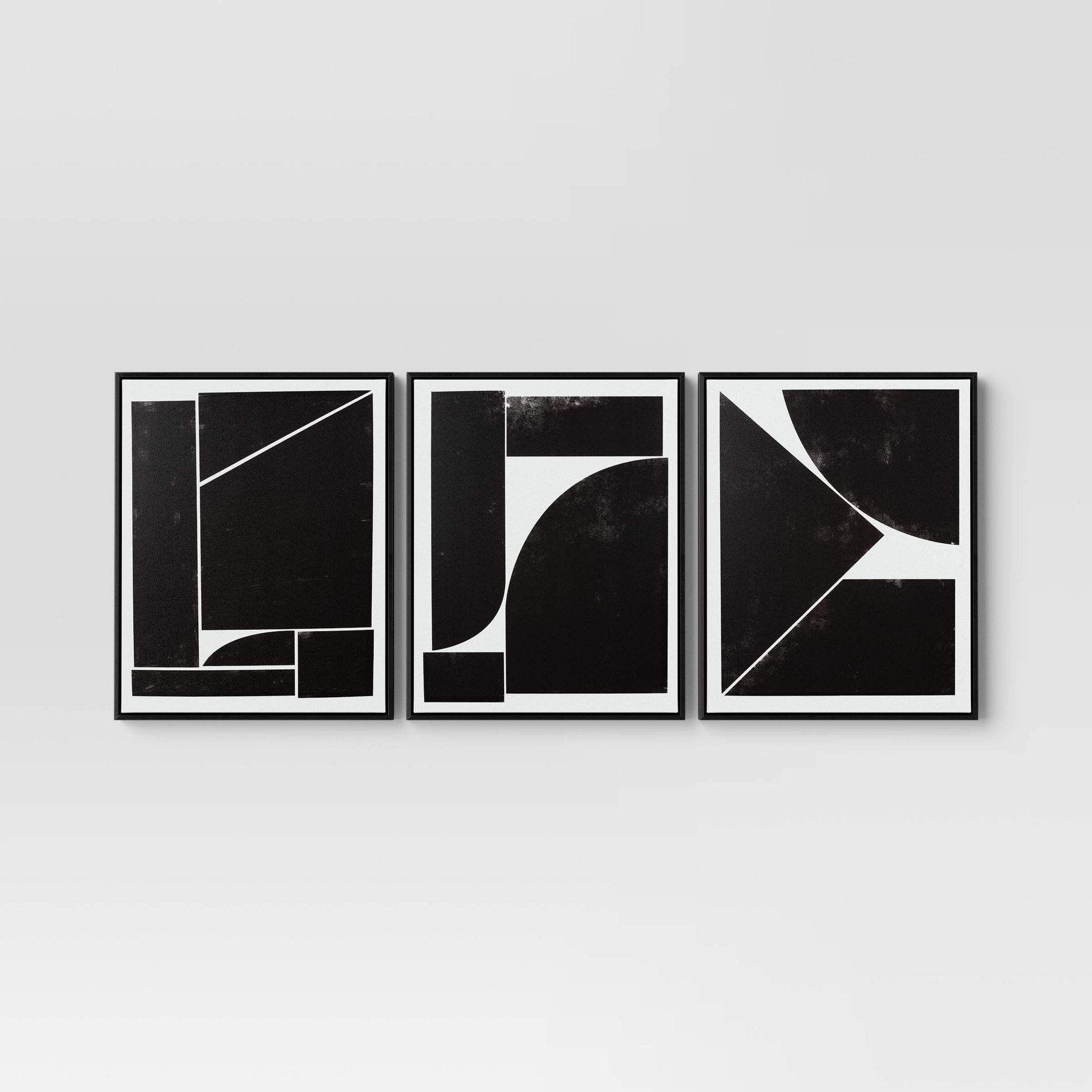 (Set of 3) 16" x 20" Alignment Framed Wall Canvas Set - Threshold™: Modern Geometric Digital Art, Sawtooth Back