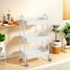 FURNIinspire Utility Storage Carts 3 Tier Small Rolling Cart, Metal Utility Storage Organizer Kitchen Office Shelves, White, 12.2"*16.9"*30.9" - 4 of 4