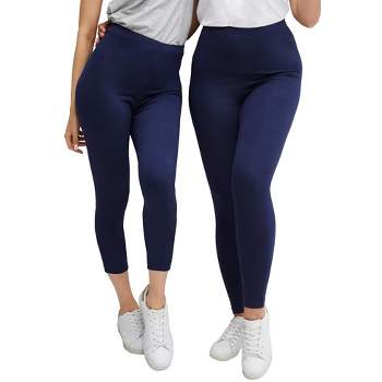  Womens Cotton Plus Size Leggings Navy Blue 4X