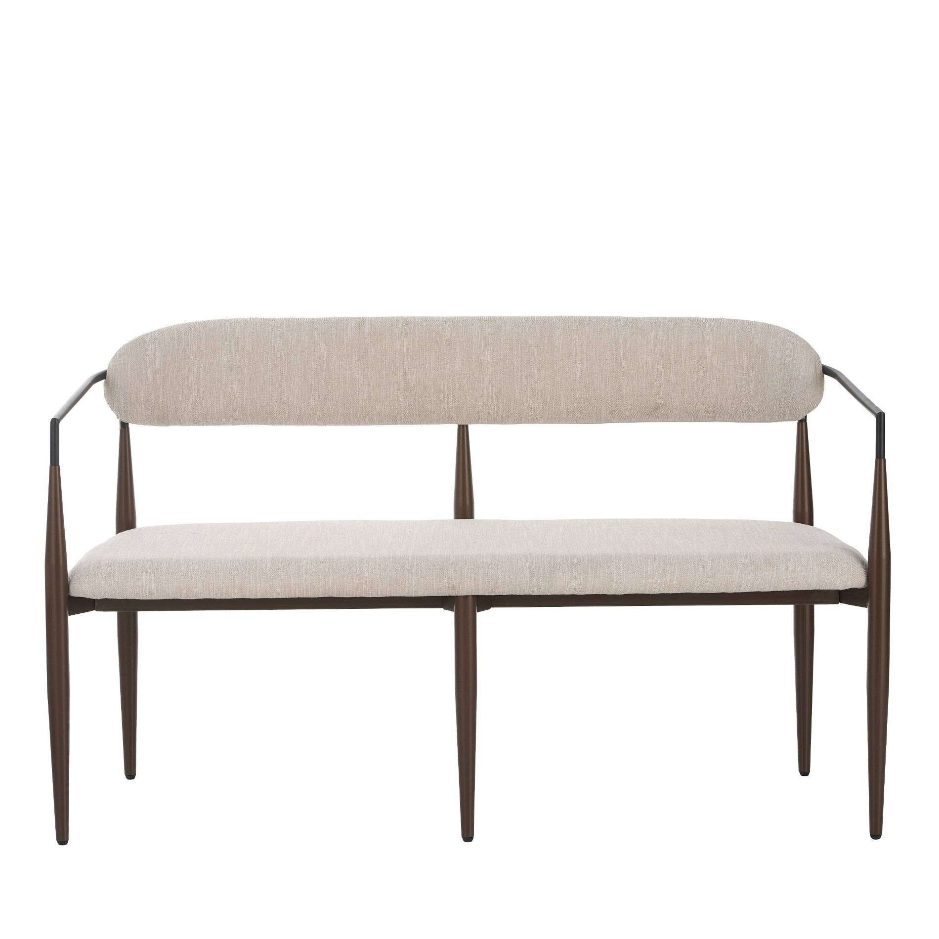 Christopher Knight Home Piper Modern Iron Frame Upholstered 55" Loveseat with Open Curved Back Coffee/Black