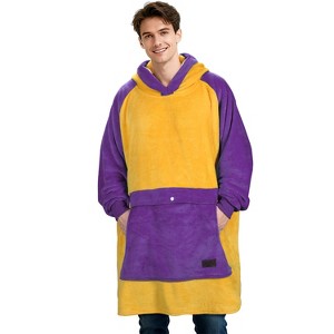 Tirrinia Yello Blue Oversized Hoodie Blanket Sweatshirt for Men Women Youth Wearable Fleece Pullover, Gifts for Man Woman Girl Boy - 1 of 4