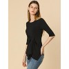 INSPIRE CHIC Women's Casual Asymmetrical Hem Ruched 3/4 Sleeves Round Neck Blouse Top - 2 of 4