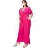 L I V D Women's Iris Surplice Belted Pocket Jumpsuit, Neon Pink, 2X - 2 of 3