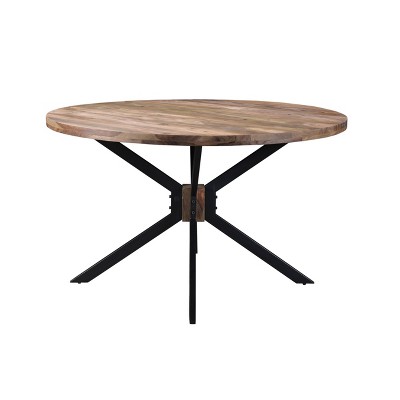 Root Sheesham Wood Round Dining Table Brown - Timbergirl: Handcrafted, Non-Extension, Seats 4