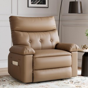 Oversized Wide Recliner Chair - Heat and Massage, PU Leather Large Manual Recliner for Adults, Comfort Lazy Chair with 1.5X Sponge Filling - 1 of 4