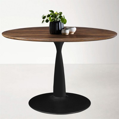 40'' Harold Foil  Round Top Black Base Round Pedestal Dining Table -Maison Boucle