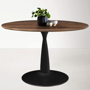 40'' Harold Foil  Round Top Black Base Round Pedestal Dining Table -Maison Boucle - 1 of 4