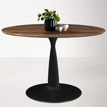 40'' Harold Foil  Round Top Black Base Round Pedestal Dining Table -The Pop Maison