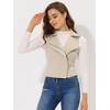INSPIRE CHIC Women's Faux Suede Casual Sleeveless Biker Vest Jacket - 2 of 4