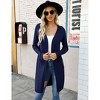 Women's Long Open Front Cardigan with Pockets - Lightweight Knit Duster with Side Slits - 2 of 4