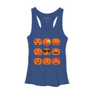 Women's Design By Humans Halloween Pumpkins Emoji By honeytree Racerback Tank Top - 1 of 3