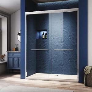 NicBex Shower Door 44-48"W x 72"H Adjustable Semi Frameless Double Sliding Glass Tub Door with 1/4" (6mm) Clear Tempered Glass - 1 of 4