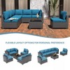 7-Piece Outdoor Patio Furniture Set with Glass Top Coffee Table, PE Rattan Wicker Sectional Modular Conversation Sofa Set w/ Cushions for Patio - 3 of 4