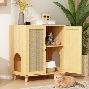 Famapy Double Tier Cat Cabinet Combined Storage Sisal Door Free Access for Cats - 1 of 4