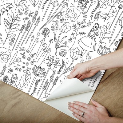 Black and White Disney Alice in Wonderland Peel and Stick Wallpaper