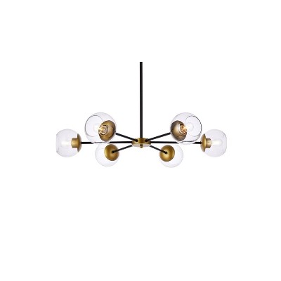 Modern Black and Brass Glass Globe Pendant Light