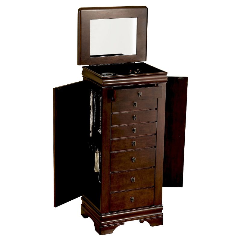 Josette Traditional Wood 8 Lined Drawer Jewelry Armoire Cherry - Powell, 3 of 6