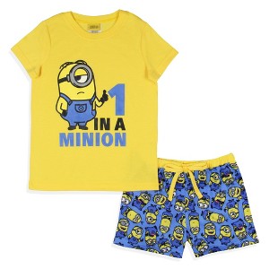 Despicable Me Girls' Movie Minions 1 In A Minion Sleep Pajama Set Shorts Multicolored - 1 of 4