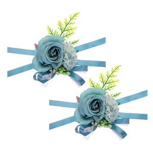 Unique Bargains Corsage Wristlet Adjustable Artificial Flower 2 Pcs - 1 of 4