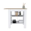 APRILSOUL White Kitchen Island with 3 Open Shelves, 40.5"×27.6" Worktop, Macadamia Finish, Chic Storage and Dining Table - 2 of 4