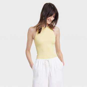 Women's Slim Fit Drape Wrap T-shirt - A New Day™ Yellow 3x : Target