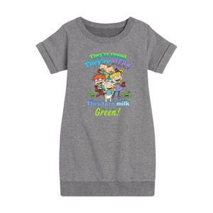 Girls' - Rugrats - Reptar Bar Graphic Short Sleeve Fleece Dress - 1 of 4