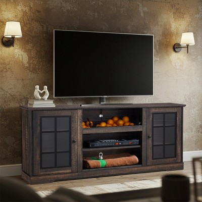 EROMMY Tv Stand With Tempered Glass Door For Tvs Up To 65"