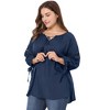Agnes Orinda Women's Plus Size Tie Tassel V Neck Hollow Bowknot Long Sleeve Casual Blouses - 2 of 4