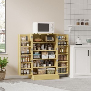 Karl Home Rattan Kitchen Storage Cabinet With 2 Doors And Adjustable Shelves Pantry Cabinet - 1 of 4