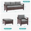 Sonkuki 5 Pieces Patio Sofa with Ottomans Set, All-Weather PE Rattan Wicker, Small Patio Conversation Couch with Cushion - 3 of 4