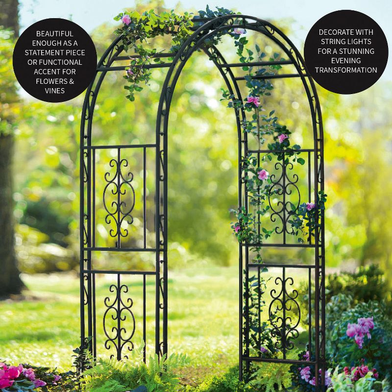 Plow & Hearth - Montebello Iron Garden Arbor Trellis with Beautifully Crafted Scroll Work Design, 4 of 6