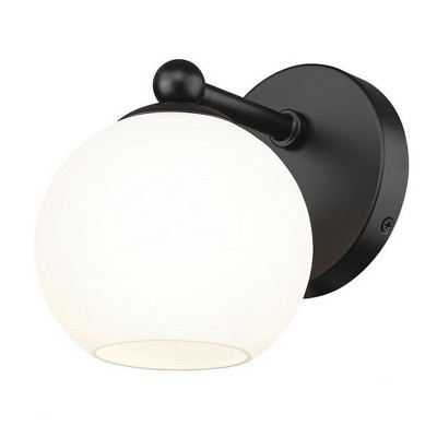 Neoma Collection Wall Sconce - Modern Opal Glass & Steel Design, Dimmable, Damp Rated