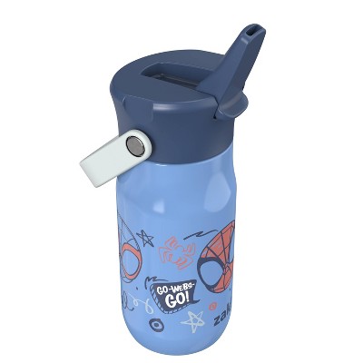Zak Designs 14oz Spidey & Friends Stainless Steel Vacuum Harmony Straw Water Bottle Blue