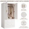 CuisinSmart Wardrobe Armoire Closet with 2 Drawers, 2 Shutter Door Armoire Wardrobe Closet with Hanging Rods, for Bedroom - 4 of 4