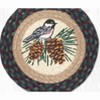 Earth Rugs Round Trivet – Chickadee Bird Print on Braided Jute, 10"x10", Rustic Nature-Inspired Design - 3 of 3