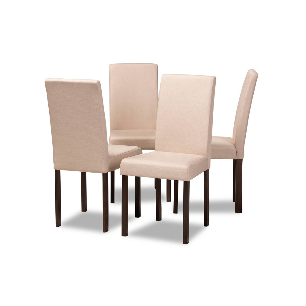 Photos - Chair Set of 4 Andrew Contemporary Espresso Wood Finish Fabric Dining  Bei