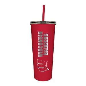 NCAA Wisconsin Badgers 24oz Skinny Tumbler with Straw - 1 of 3