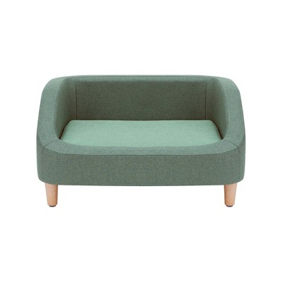Sea Green Linen Elevated Pet Sofa for Small Dogs