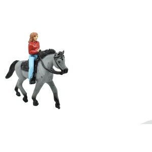 Collectible Wildlife Gifts | Horse & Rider, Roan Mustang With Female Rider, Hard Rubber, Hand Painted, Realistic, Toy, Gift,     2 1/2"  F7020 B97 - 1 of 4