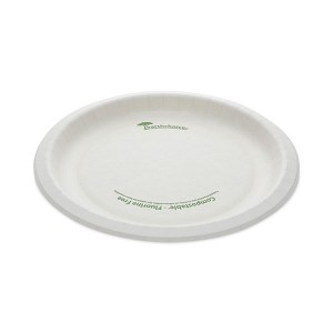 Pactiv Evergreen EarthChoice Pressware Compostable Dinnerware, Plate, 9" dia, White, 450/Carton - 1 of 4